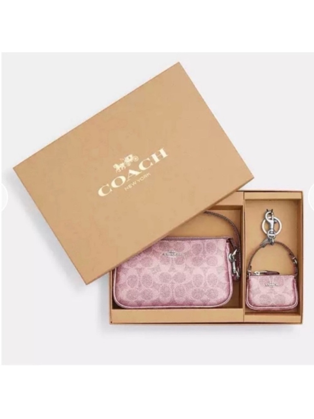 Coach Pink Signature Mini Wristlet Set